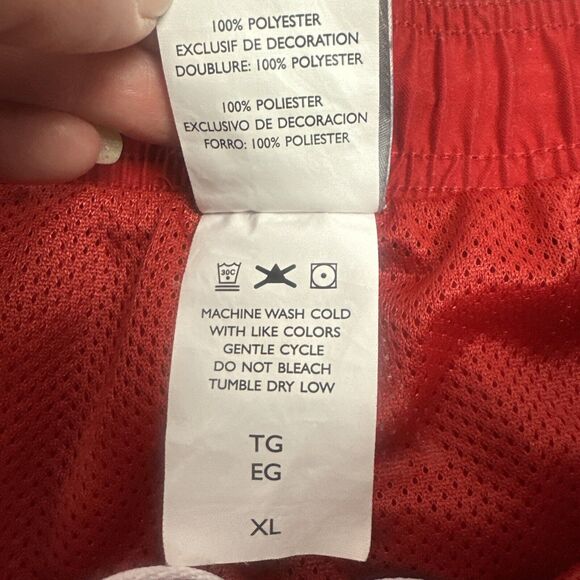 Vintage Nike Swim Shorts Mens XL Trunks Red Spellout Swoosh Back Logo Mesh Lined - Picture 6 of 8